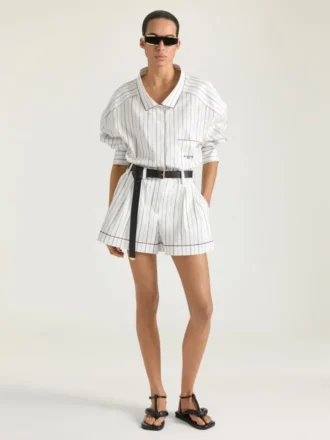 striped shirt in cotton and silk 2 330x440 - Striped Shorts in Cotton and Silk