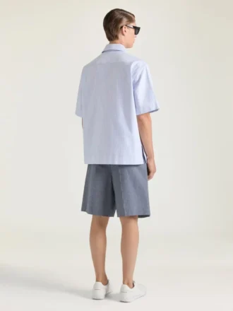 Striped Shirt in Cotton with Surrealism Print