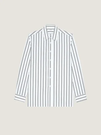 Striped Shirt in Poplin with Surrealism Print