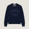 Sweater in Cotton Knit with Givenchy Paris Embroidery