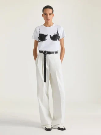 T-Shirt in Cotton with Cutaway Bra Print