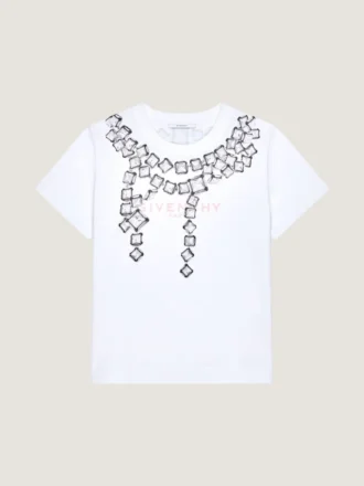 T-Shirt in Cotton with Deconstructed Crystals Print