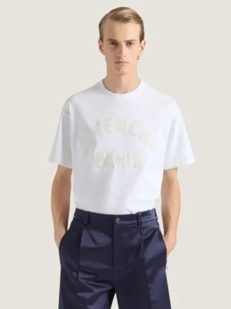 T-Shirt in Cotton with Givenchy Paris Embroidery